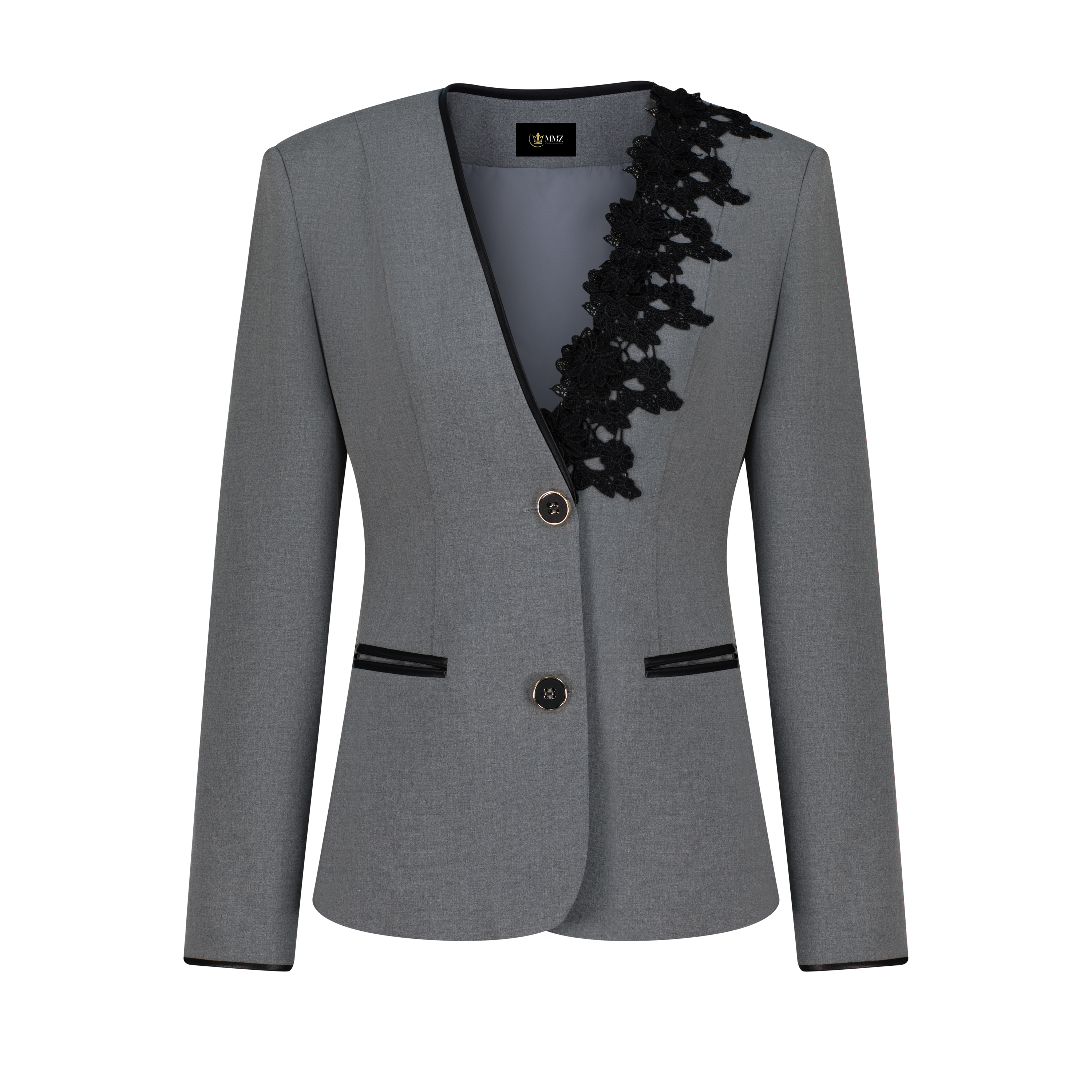 Elegant Noir Lace Blazer 5524